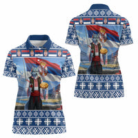 Serbia Christmas Wolf Women Polo Shirt Vuk Serbian Mascot - Wonder Print Shop