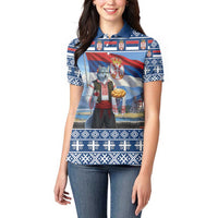Serbia Christmas Wolf Women Polo Shirt Vuk Serbian Mascot - Wonder Print Shop