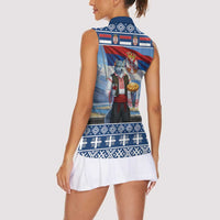 Serbia Christmas Wolf Women Sleeveless Polo Shirt Vuk Serbian Mascot - Wonder Print Shop