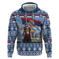 Serbia Christmas Wolf Zip Hoodie Vuk Serbian Mascot - Wonder Print Shop