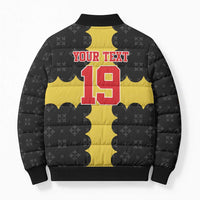 Custom Flintshire Wales Bomber Puffer Jacket Coat Of Arms with Heraldic Flag - Wonder Print Shop