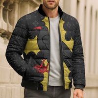Custom Flintshire Wales Bomber Puffer Jacket Coat Of Arms with Heraldic Flag - Wonder Print Shop