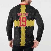 Custom Flintshire Wales Button Sweatshirt Coat Of Arms with Heraldic Flag - Wonder Print Shop