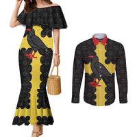 Custom Flintshire Wales Couples Matching Mermaid Dress and Long Sleeve Button Shirt Coat Of Arms with Heraldic Flag - Wonder Print Shop