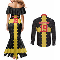 Custom Flintshire Wales Couples Matching Mermaid Dress and Long Sleeve Button Shirt Coat Of Arms with Heraldic Flag - Wonder Print Shop