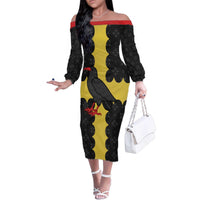 Custom Flintshire Wales Family Matching Off The Shoulder Long Sleeve Dress and Hawaiian Shirt Coat Of Arms with Heraldic Flag - Wonder Print Shop