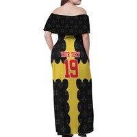 Custom Flintshire Wales Family Matching Off Shoulder Maxi Dress and Hawaiian Shirt Coat Of Arms with Heraldic Flag - Wonder Print Shop