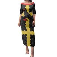 Custom Flintshire Wales Family Matching Puletasi and Hawaiian Shirt Coat Of Arms with Heraldic Flag - Wonder Print Shop