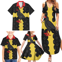 Custom Flintshire Wales Family Matching Summer Maxi Dress and Hawaiian Shirt Coat Of Arms with Heraldic Flag - Wonder Print Shop