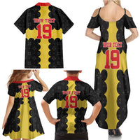 Custom Flintshire Wales Family Matching Summer Maxi Dress and Hawaiian Shirt Coat Of Arms with Heraldic Flag - Wonder Print Shop