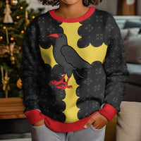 Custom Flintshire Wales Kid Ugly Christmas Sweater Coat Of Arms with Heraldic Flag - Wonder Print Shop