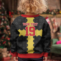 Custom Flintshire Wales Kid Ugly Christmas Sweater Coat Of Arms with Heraldic Flag - Wonder Print Shop