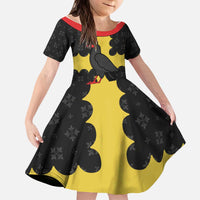 Custom Flintshire Wales Kid Short Sleeve Dress Coat Of Arms with Heraldic Flag - Wonder Print Shop