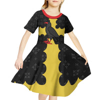 Custom Flintshire Wales Kid Short Sleeve Dress Coat Of Arms with Heraldic Flag - Wonder Print Shop