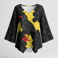 Custom Flintshire Wales Kimono Sleeve Blouse Coat Of Arms with Heraldic Flag - Wonder Print Shop