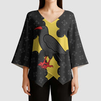 Custom Flintshire Wales Kimono Sleeve Blouse Coat Of Arms with Heraldic Flag - Wonder Print Shop
