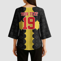 Custom Flintshire Wales Kimono Sleeve Blouse Coat Of Arms with Heraldic Flag - Wonder Print Shop