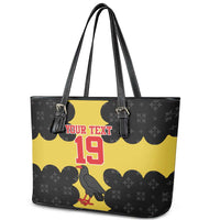 Custom Flintshire Wales Leather Tote Bag Coat Of Arms with Heraldic Flag - Wonder Print Shop