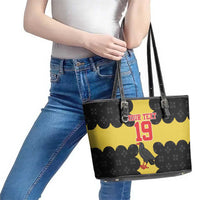 Custom Flintshire Wales Leather Tote Bag Coat Of Arms with Heraldic Flag - Wonder Print Shop