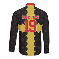 Custom Flintshire Wales Long Sleeve Button Shirt Coat Of Arms with Heraldic Flag - Wonder Print Shop