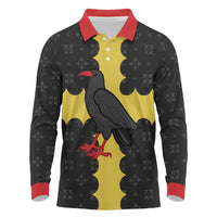 Custom Flintshire Wales Long Sleeve Polo Shirt Coat Of Arms with Heraldic Flag - Wonder Print Shop