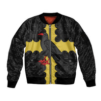 Custom Flintshire Wales Sleeve Zip Bomber Jacket Coat Of Arms with Heraldic Flag - Wonder Print Shop
