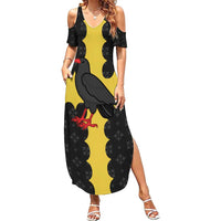 Custom Flintshire Wales Summer Maxi Dress Coat Of Arms with Heraldic Flag - Wonder Print Shop