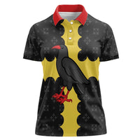 Custom Flintshire Wales Women Polo Shirt Coat Of Arms with Heraldic Flag - Wonder Print Shop