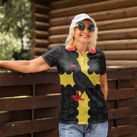 Custom Flintshire Wales Women Polo Shirt Coat Of Arms with Heraldic Flag - Wonder Print Shop