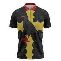 Custom Flintshire Wales Zipper Polo Shirt Coat Of Arms with Heraldic Flag - Wonder Print Shop