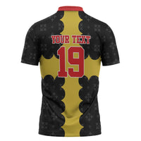 Custom Flintshire Wales Zipper Polo Shirt Coat Of Arms with Heraldic Flag - Wonder Print Shop