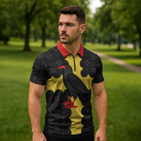 Custom Flintshire Wales Zipper Polo Shirt Coat Of Arms with Heraldic Flag - Wonder Print Shop