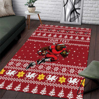 Personalized Radnorshire Wales Christmas Area Rug Red-Tailed Hawk Rugby - Wonder Print Shop