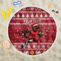 Personalized Radnorshire Wales Christmas Beach Blanket Red-Tailed Hawk Rugby - Wonder Print Shop