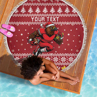 Personalized Radnorshire Wales Christmas Beach Blanket Red-Tailed Hawk Rugby - Wonder Print Shop