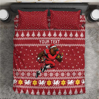 Personalized Radnorshire Wales Christmas Bedding Set Red-Tailed Hawk Rugby - Wonder Print Shop