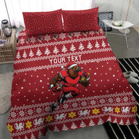 Personalized Radnorshire Wales Christmas Bedding Set Red-Tailed Hawk Rugby - Wonder Print Shop