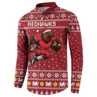 Personalized Radnorshire Wales Christmas Button Sweatshirt Red-Tailed Hawk Rugby - Wonder Print Shop