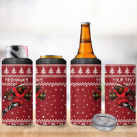 Personalized Radnorshire Wales Christmas 4 in 1 Can Cooler Tumbler Red-Tailed Hawk Rugby - Wonder Print Shop