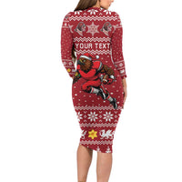 Personalized Radnorshire Wales Christmas Family Matching Long Sleeve Bodycon Dress and Hawaiian Shirt Red-Tailed Hawk Rugby - Wonder Print Shop