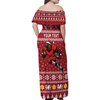Personalized Radnorshire Wales Christmas Family Matching Off Shoulder Maxi Dress and Hawaiian Shirt Red-Tailed Hawk Rugby - Wonder Print Shop