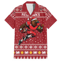 Personalized Radnorshire Wales Christmas Family Matching Off Shoulder Short Dress and Hawaiian Shirt Red-Tailed Hawk Rugby - Wonder Print Shop