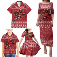 Personalized Radnorshire Wales Christmas Family Matching Puletasi and Hawaiian Shirt Red-Tailed Hawk Rugby - Wonder Print Shop