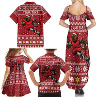 Personalized Radnorshire Wales Christmas Family Matching Summer Maxi Dress and Hawaiian Shirt Red-Tailed Hawk Rugby - Wonder Print Shop