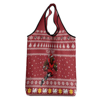 Personalized Radnorshire Wales Christmas Grocery Bag Red-Tailed Hawk Rugby - Wonder Print Shop