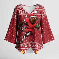 Personalized Radnorshire Wales Christmas Kimono Sleeve Blouse Red-Tailed Hawk Rugby - Wonder Print Shop
