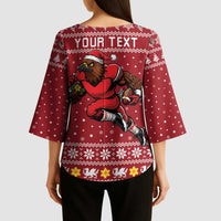 Personalized Radnorshire Wales Christmas Kimono Sleeve Blouse Red-Tailed Hawk Rugby - Wonder Print Shop