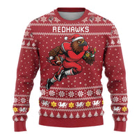 Personalized Radnorshire Wales Christmas Ugly Christmas Sweater Red-Tailed Hawk Rugby - Wonder Print Shop