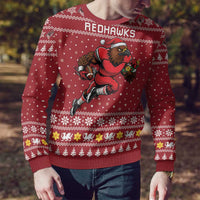 Personalized Radnorshire Wales Christmas Ugly Christmas Sweater Red-Tailed Hawk Rugby - Wonder Print Shop