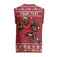 Personalized Radnorshire Wales Christmas Knitted V-Neck Vest Red-Tailed Hawk Rugby - Wonder Print Shop